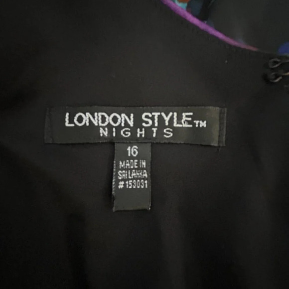 London Style Nights Colorful Open Back Abstract Print Sleeveless Dress Size 16 - Picture 7 of 9